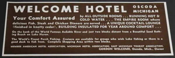 Welcome Hotel - 1947 Ad